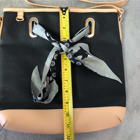 Parazul Orca Scarf Cross Body Bag Leather Purse Black & Tan - Picture 12 of 14